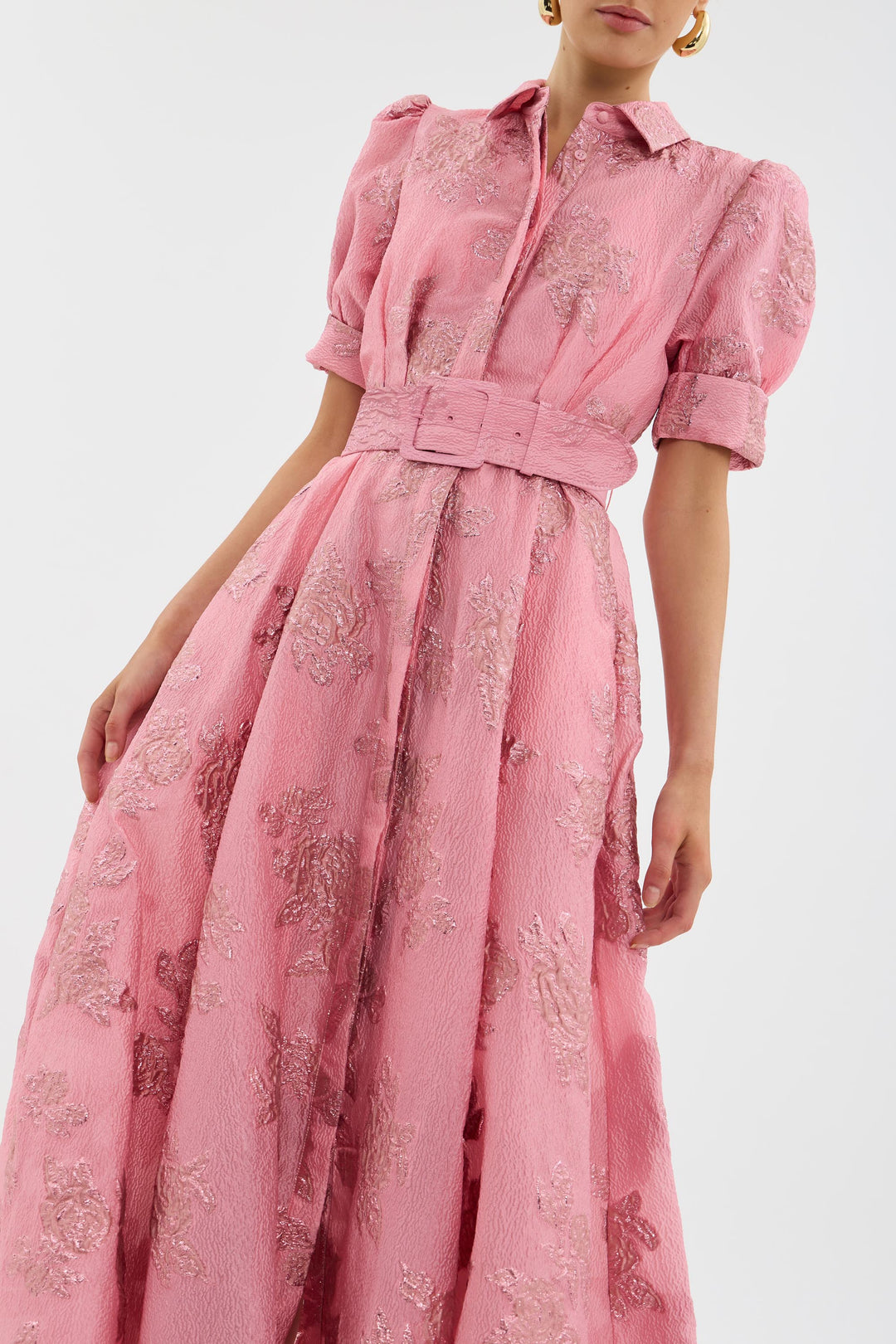 Women's Sophisticated Dress with Puff Sleeves - Versatile Elegance