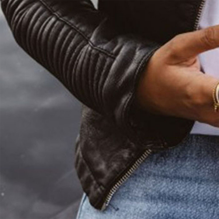 Women's Classic Moto Jacket - Edgy Silhouette for Effortless Style