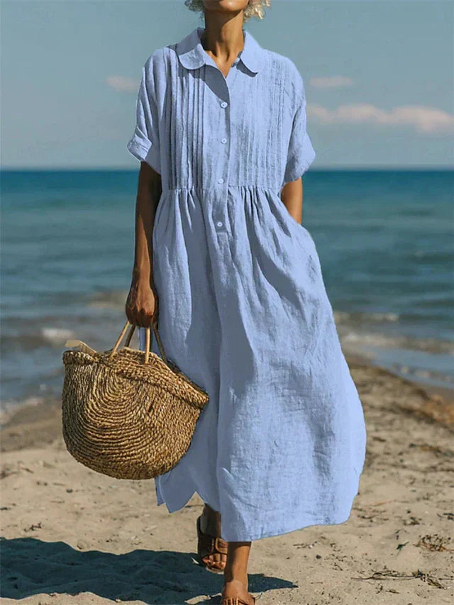 Women's Cotton Button Shirt Dress - Effortless Beauty for Warm Days