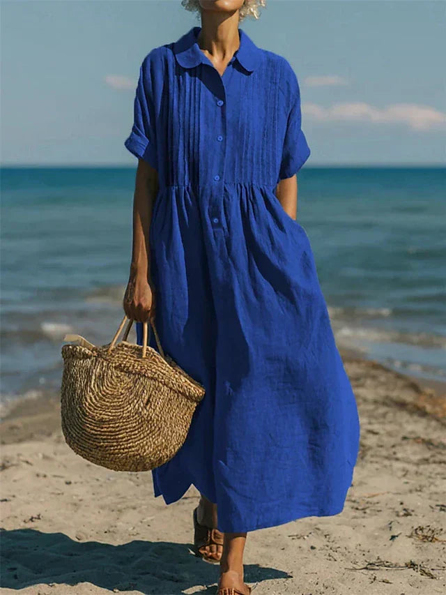 Women's Cotton Button Shirt Dress - Effortless Beauty for Warm Days