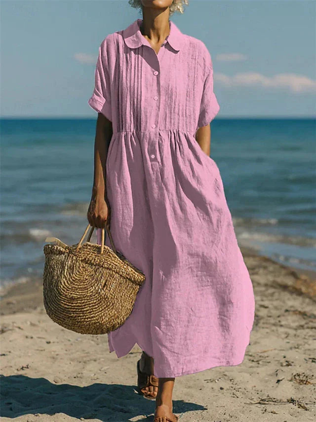 Women's Cotton Button Shirt Dress - Effortless Beauty for Warm Days
