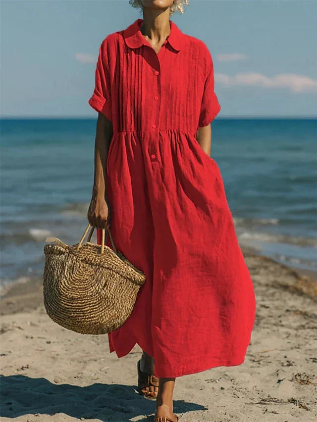 Women's Cotton Button Shirt Dress - Effortless Beauty for Warm Days