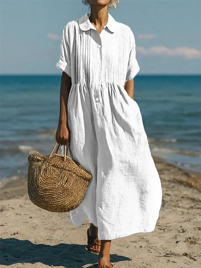 Women's Cotton Button Shirt Dress - Effortless Beauty for Warm Days