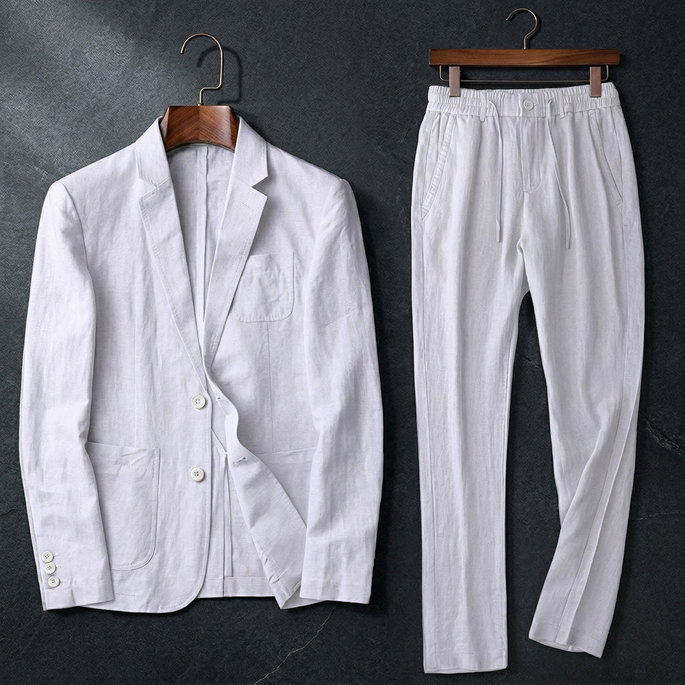 Men's Linen Cotton Suit – Relaxed Two-Piece for Summer Weddings