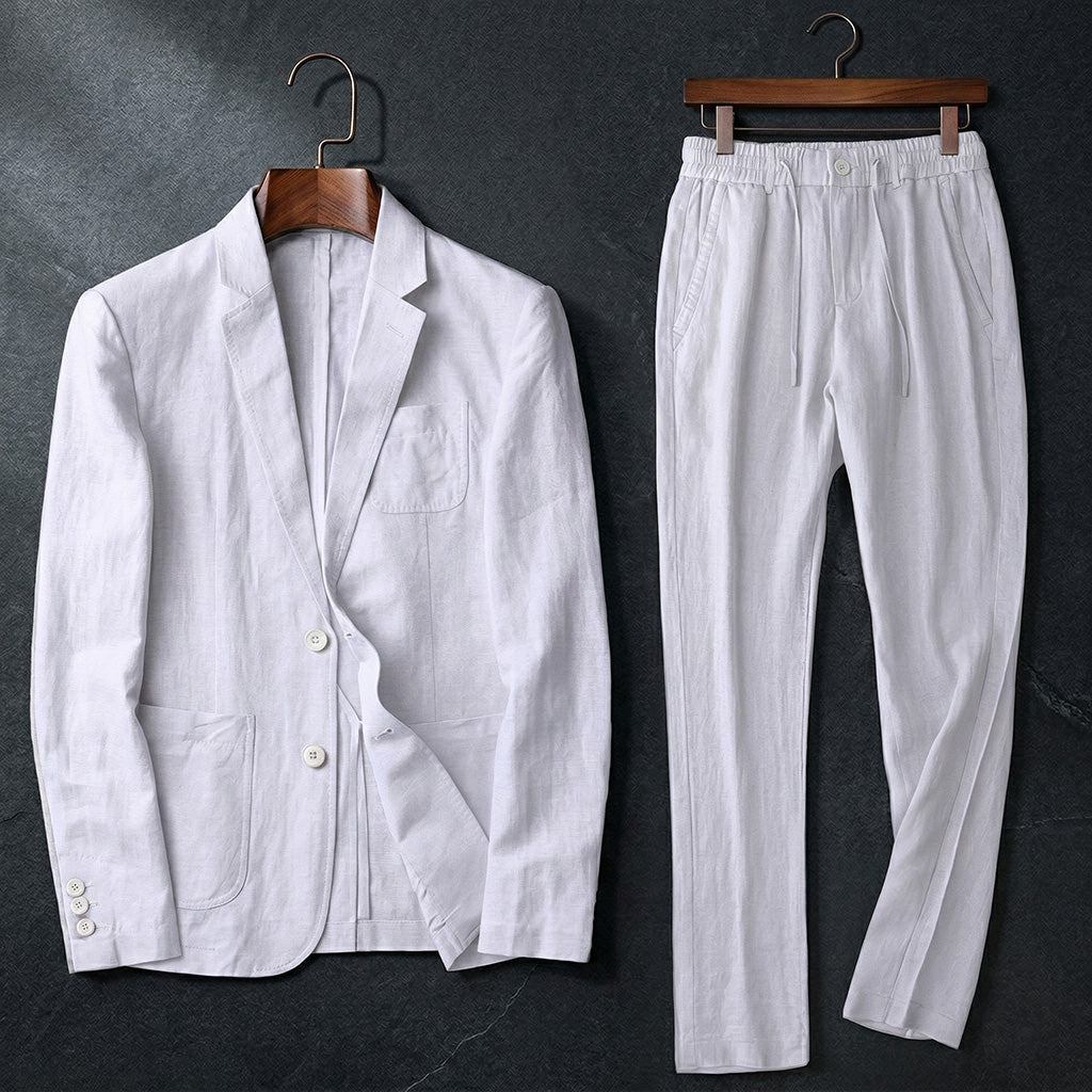 Men's Linen Cotton Suit – Relaxed Two-Piece for Summer Weddings