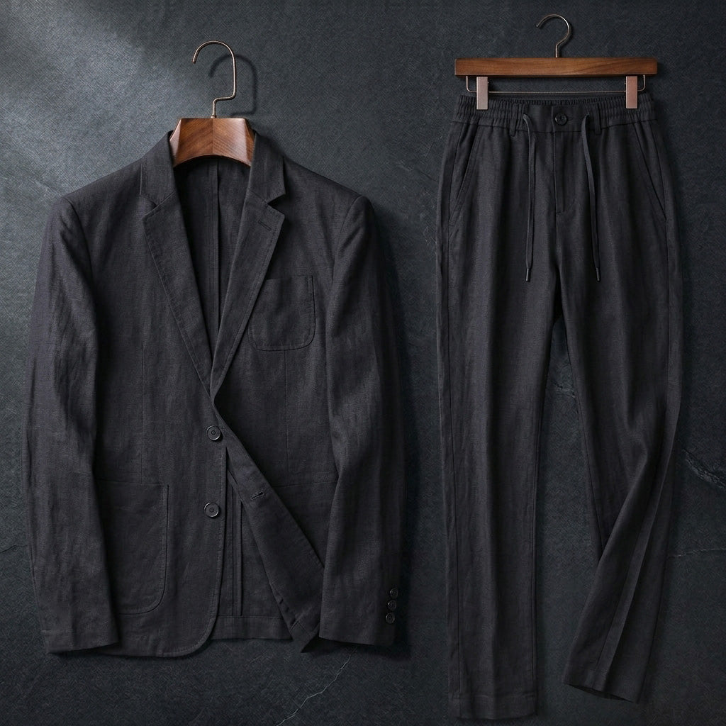 Men's Linen Cotton Suit – Relaxed Two-Piece for Summer Weddings
