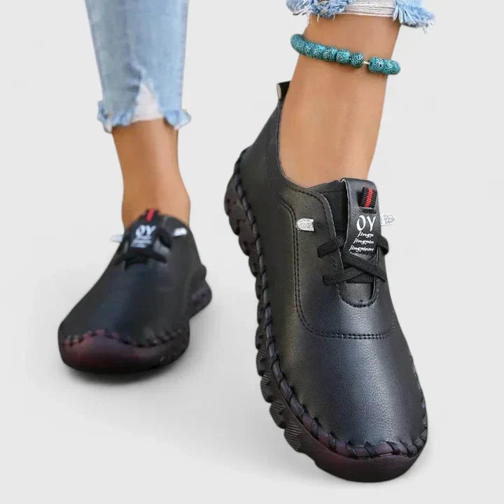 Women's Stitched Casual Loafer Flats - Comfortable Everyday Wear