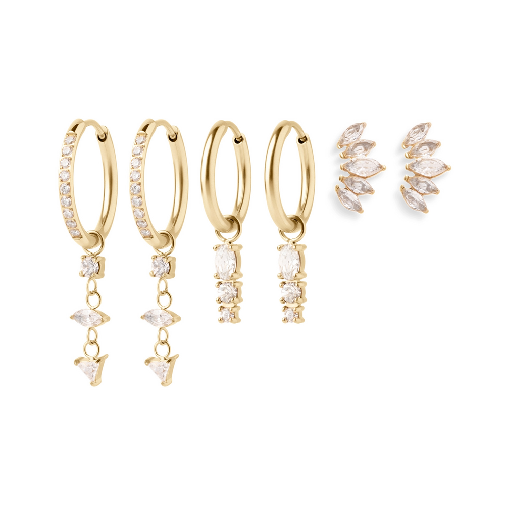 Women's Angel Energy Earring Set – Three Pairs – Gold or Silver