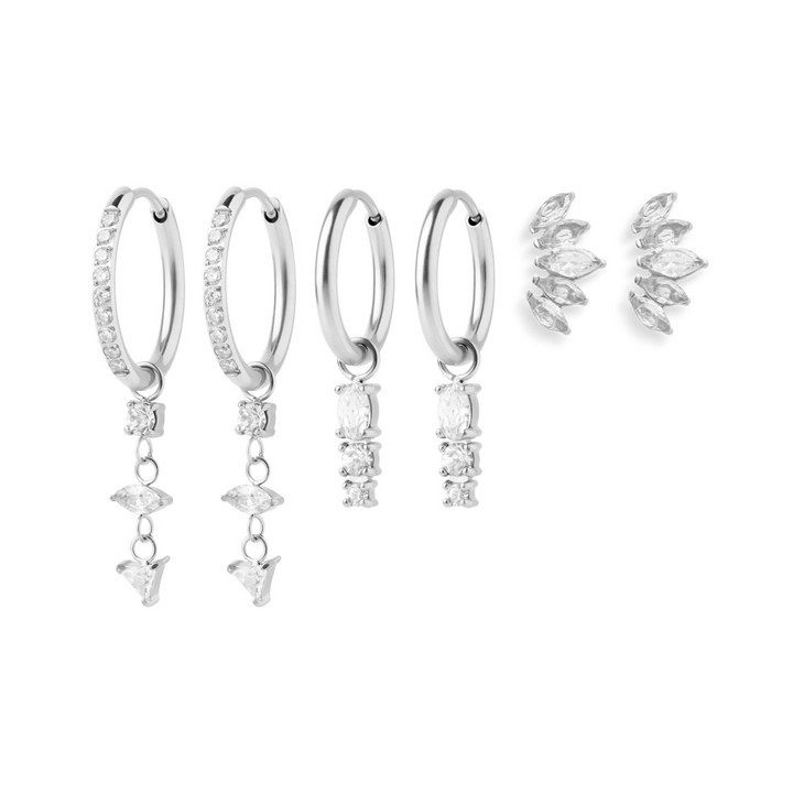 Women's Angel Energy Earring Set – Three Pairs, Gold or Silver