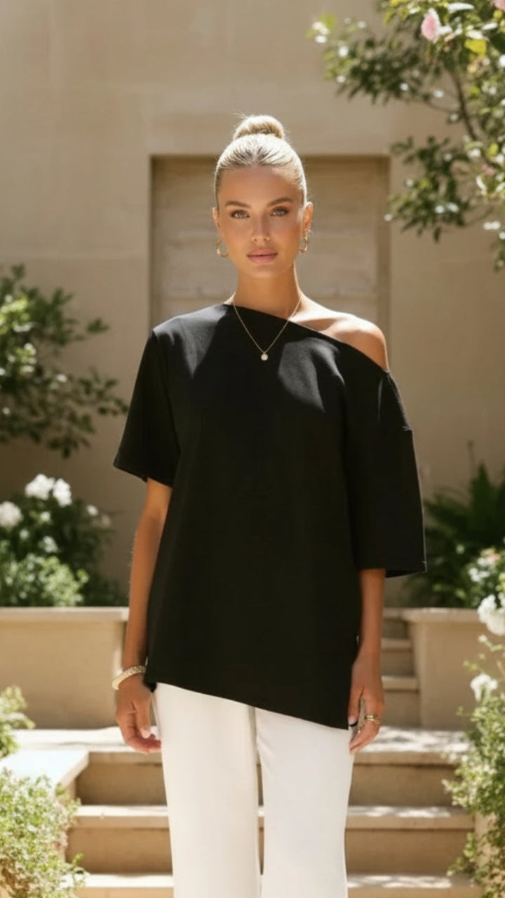 Women's Asymmetrical Off-Shoulder Summer Top - Effortless Style