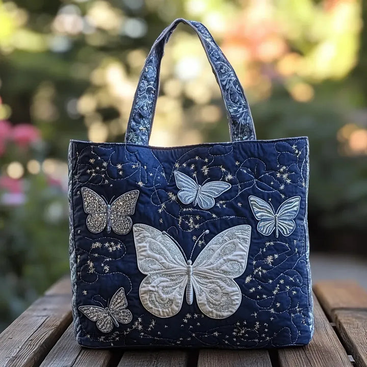 Women's Artisanal Silver-Colored Padded Tote Bag - Everyday Essential