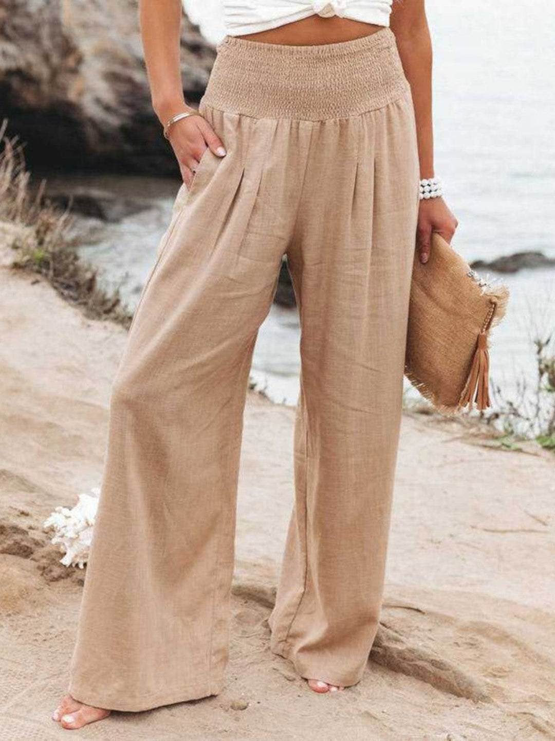Women's Linen Wide-Leg Trousers - Breathable & Effortless