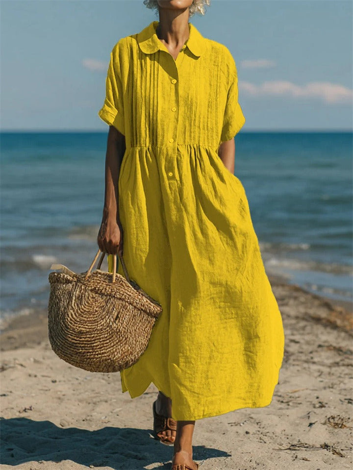 Women's Cotton Button Shirt Dress - Effortless Beauty for Warm Days