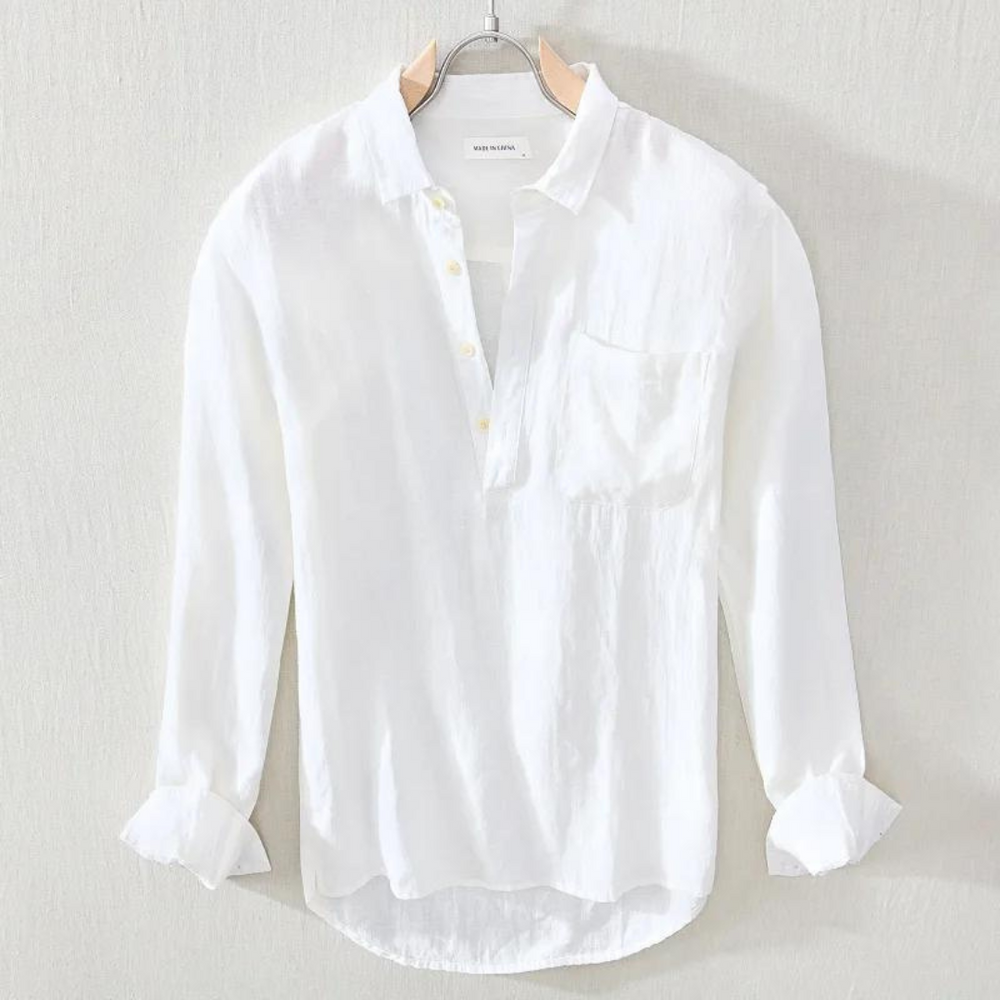 Men's Linen Popover Shirt – Relaxed Half-Placket Summer Style