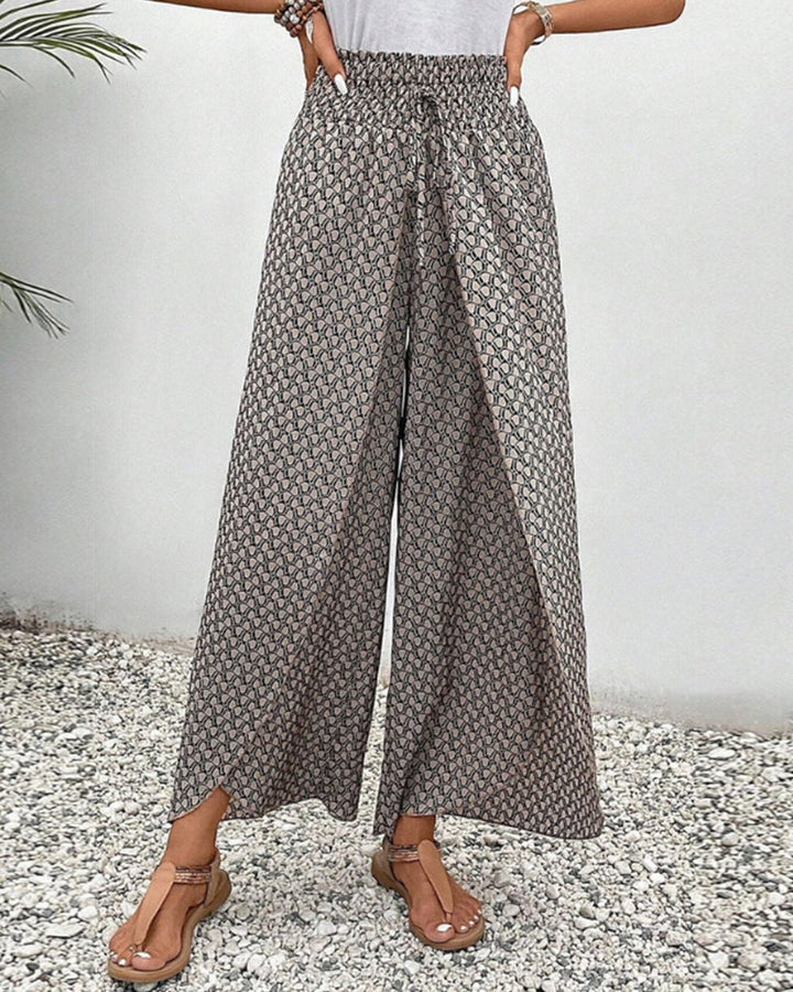 Women's Geometric Print Wide-Leg Trousers - Bold & Comfortable