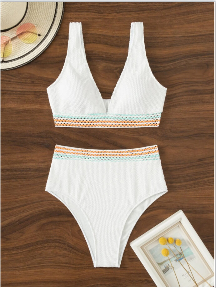 Women's White Crochet High-Waisted Bikini - Effortless Beach Style