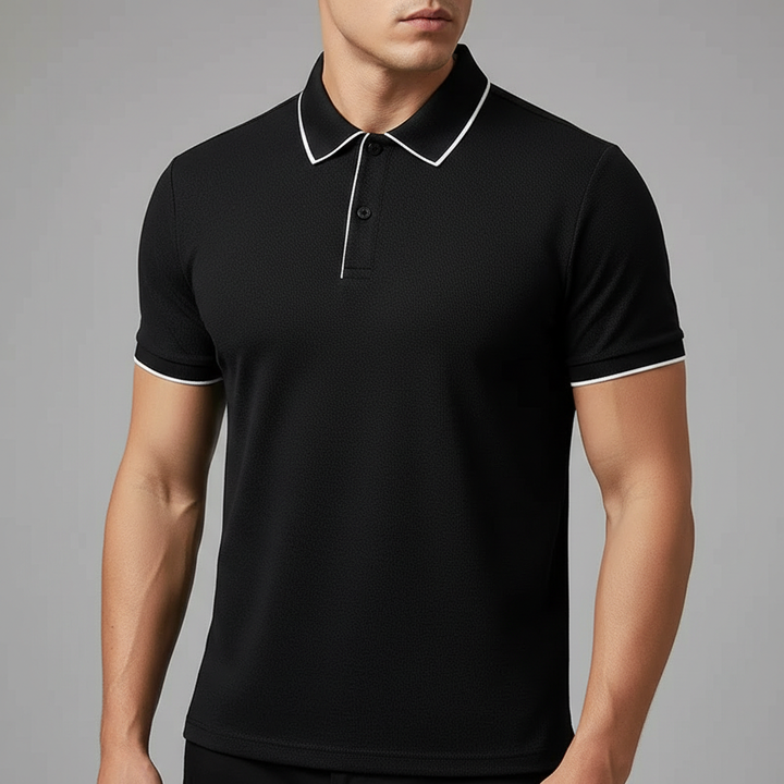 Men's Textured Knit Polo Shirt – Breathable Stretch Performance Polo