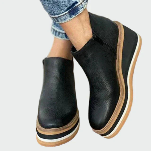 Women's Everyday Leather Wedge Boots - Cozy & Comfortable