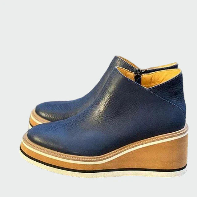 Women's Everyday Leather Wedge Boots - Cozy & Comfortable