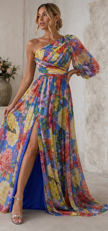 Women's Blossom Drama Maxi Dress - Elegant Wedding Guest