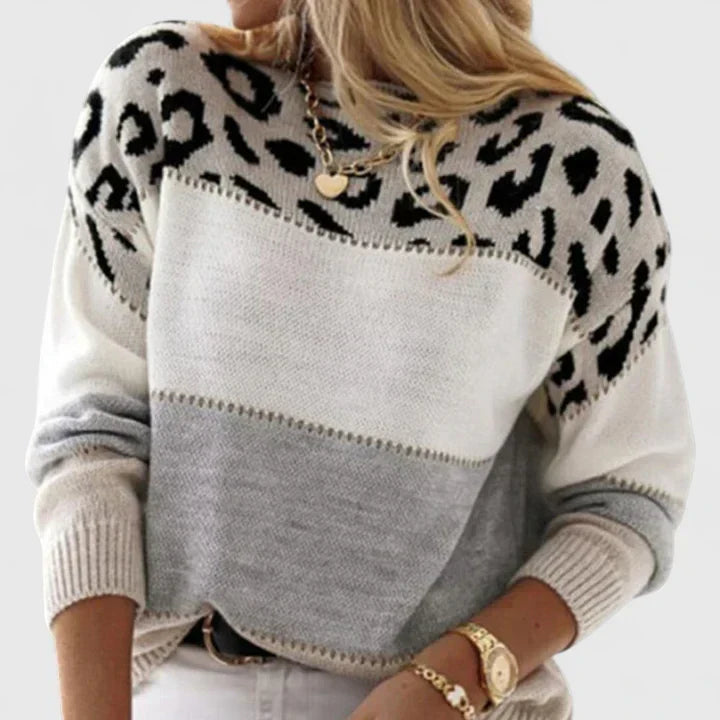 Women's Color Block Print Sweater - Artistic Everyday Style
