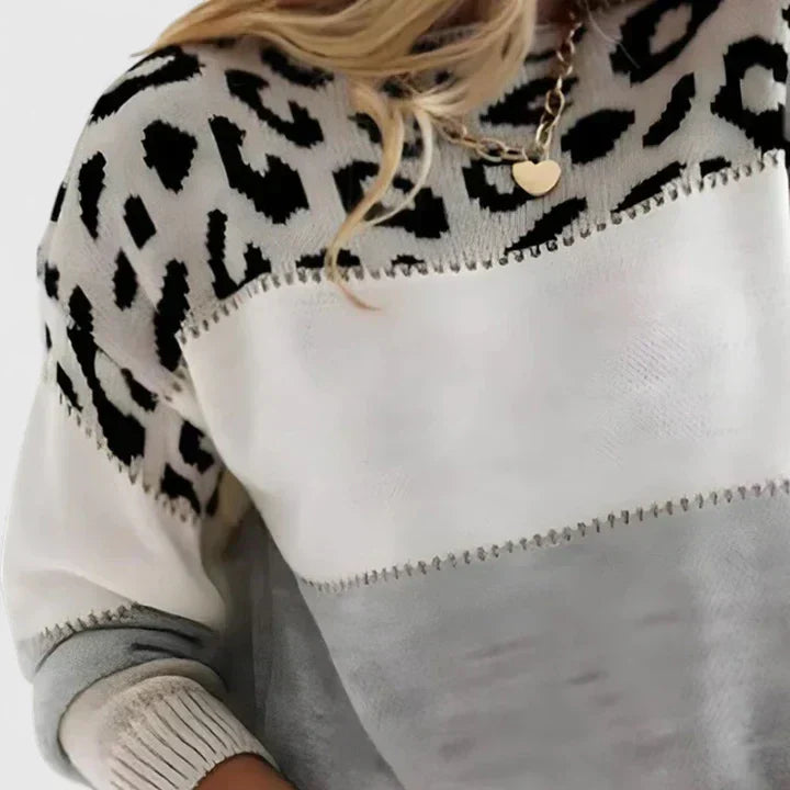 Women's Color Block Print Sweater - Artistic Everyday Style