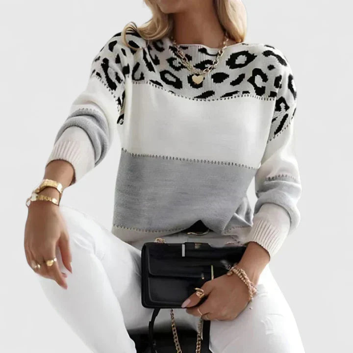 Women's Color Block Print Sweater - Artistic Everyday Style