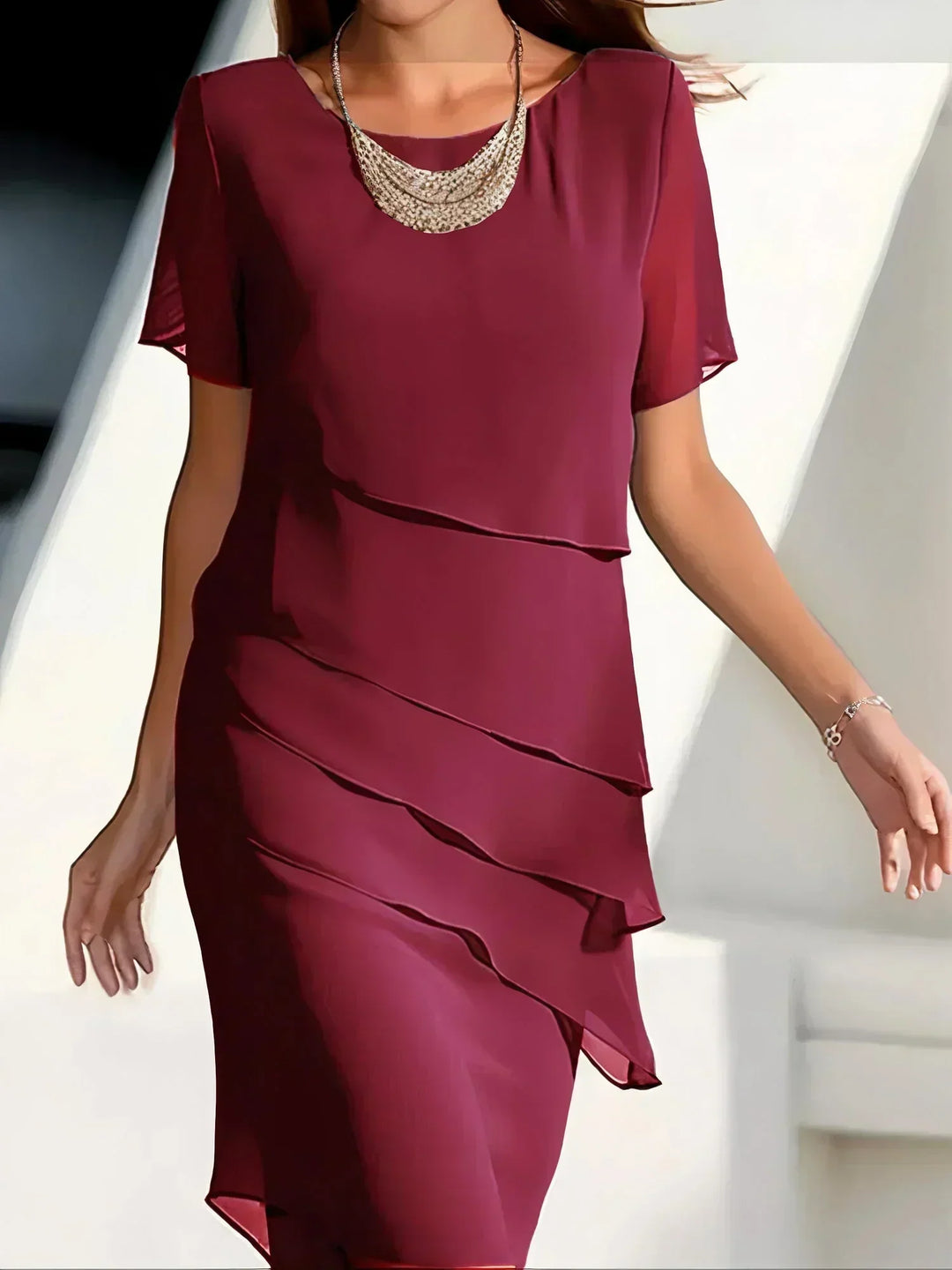 Women's Iza Midi Dress with Belly Coverage - Flattering Fit