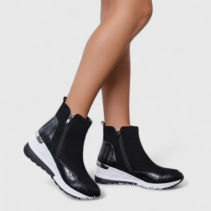 Women's Brooke Zip-Up Wedge Boots - Effortless All-Day Comfort