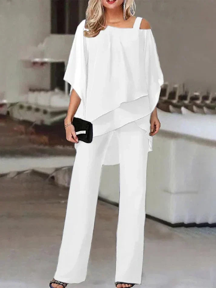Women's Flowy Layered Two-Piece Set - Effortless Glamour