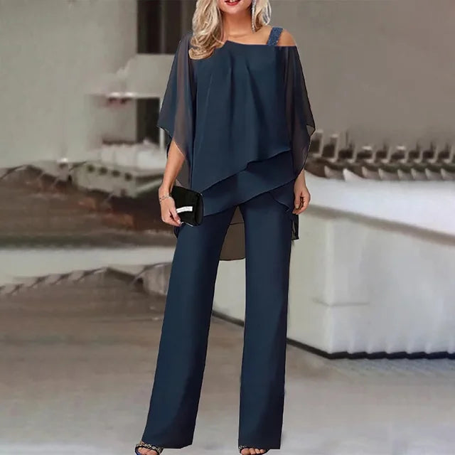 Women's Flowy Layered Two-Piece Set - Effortless Glamour