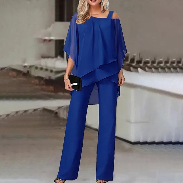 Women's Flowy Layered Two-Piece Set - Effortless Glamour
