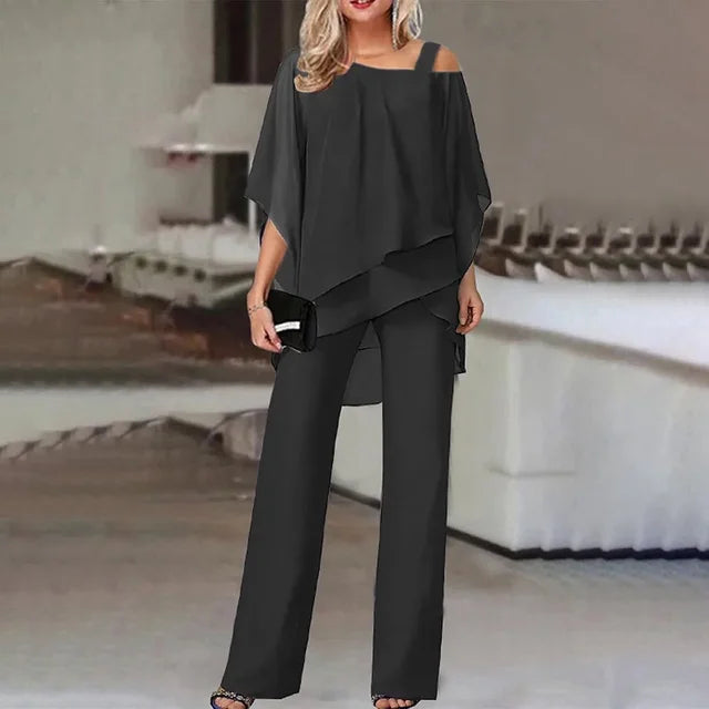Women's Flowy Layered Two-Piece Set - Effortless Glamour