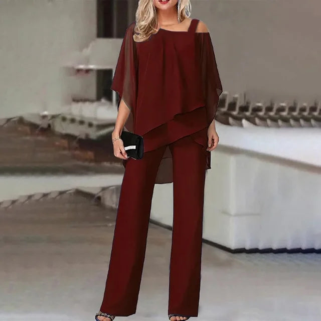 Women's Flowy Layered Two-Piece Set - Effortless Glamour