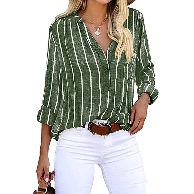 Women's Lillian Relaxed Striped Blouse - Effortless Everyday Wear