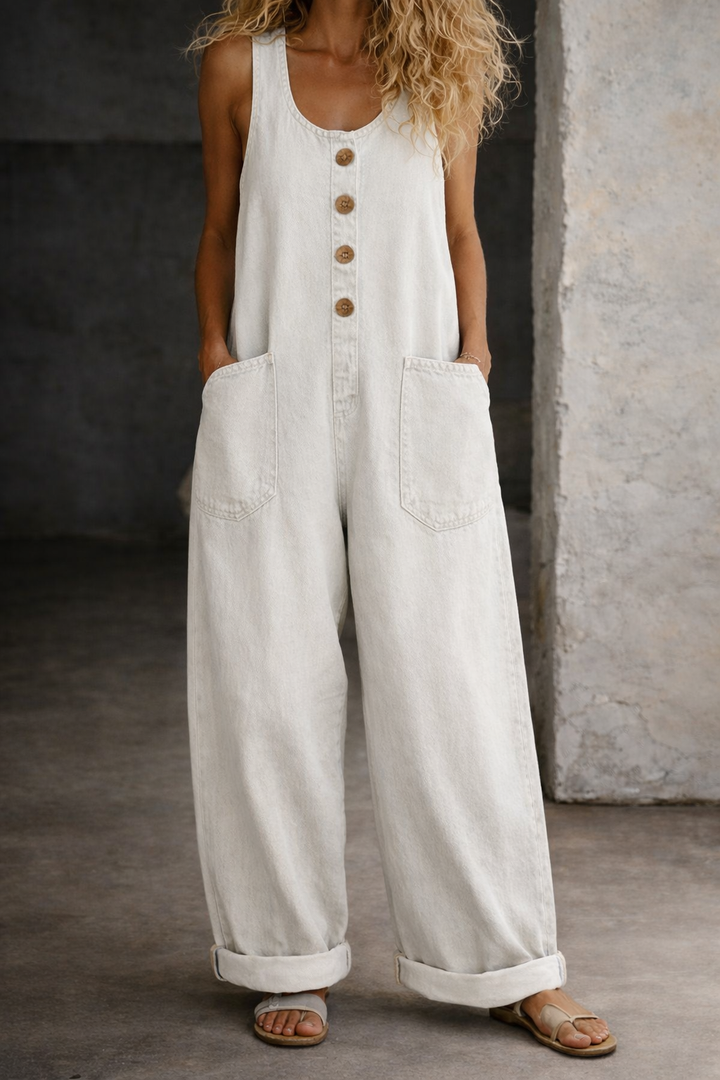 Women's Vintage Washed Denim Overalls - Effortless Casual Style