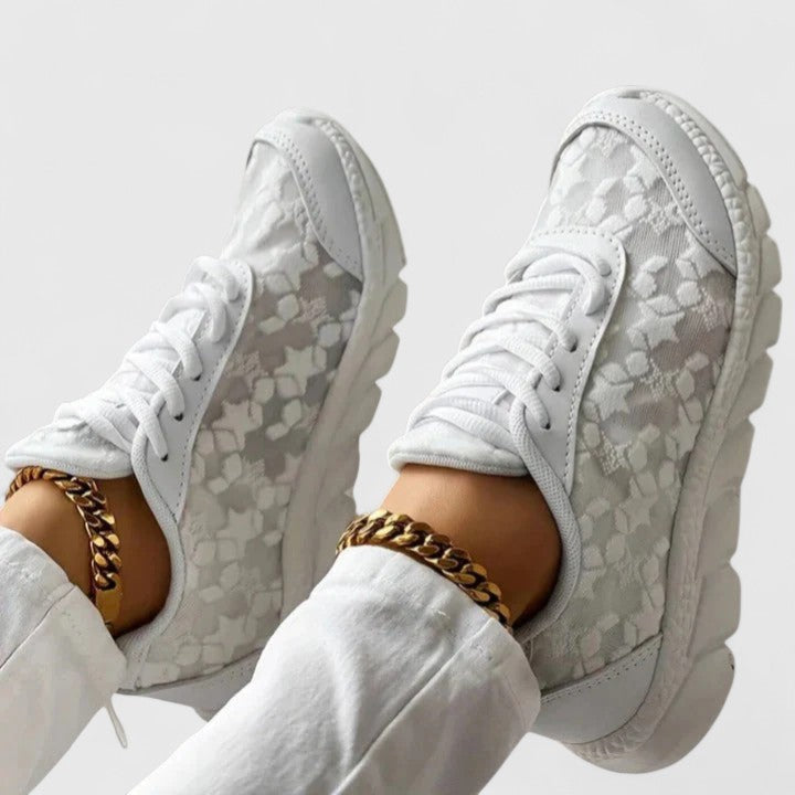Women's Lace Detail Chic Sneakers - Everyday Comfort & Style