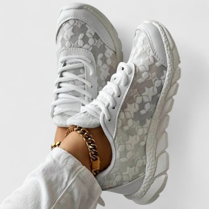 Women's Lace Detail Chic Sneakers - Everyday Comfort & Style