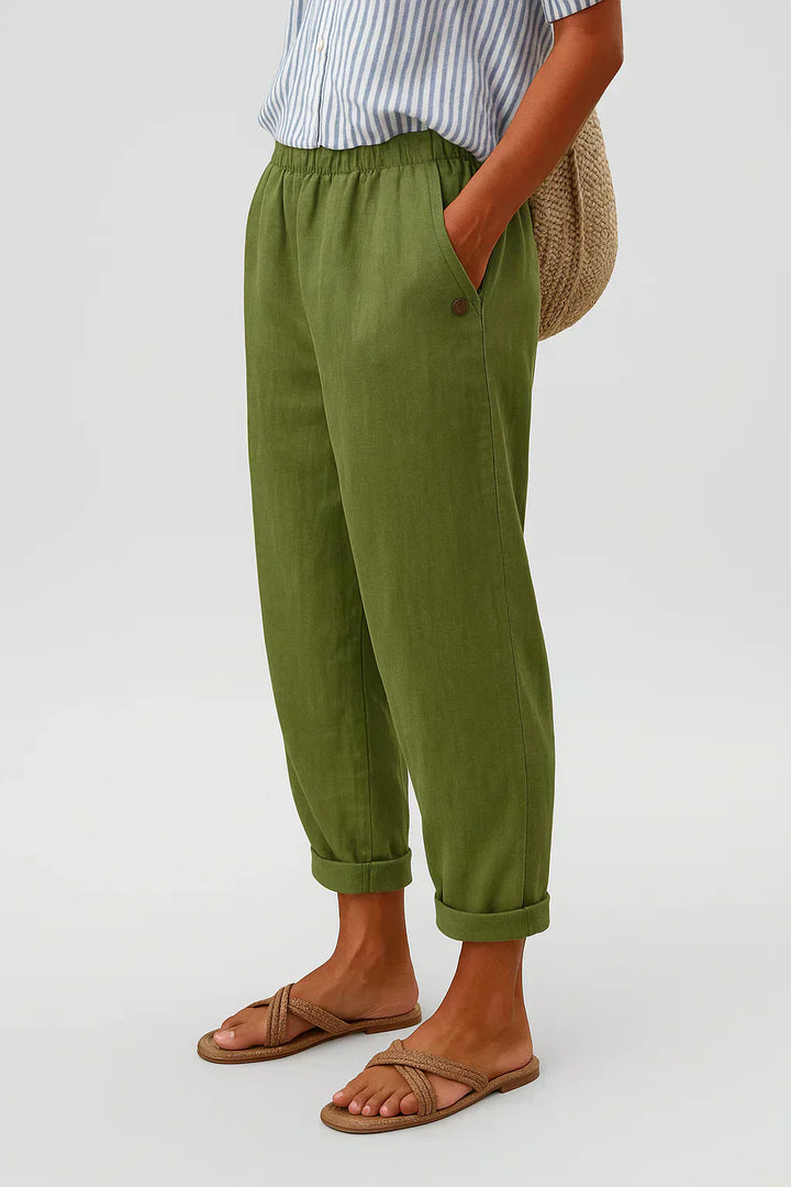 Women's Linen-Look Relaxed Pants - Everyday Elegance