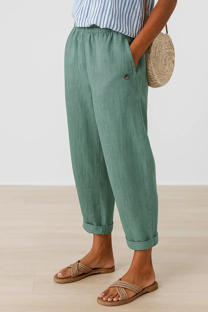 Women's Linen-Look Relaxed Pants - Everyday Elegance