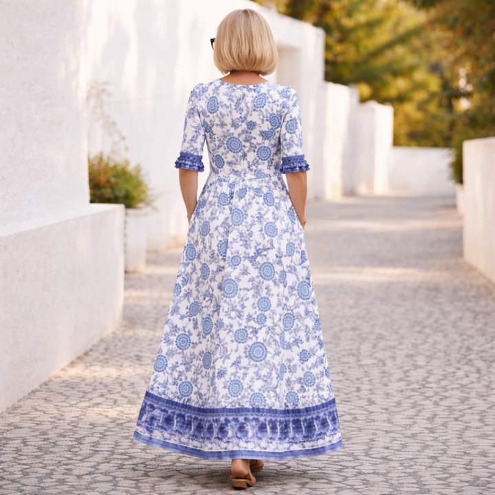 Women's Elegant Floral V-Neck Dress - Breezy & Flattering