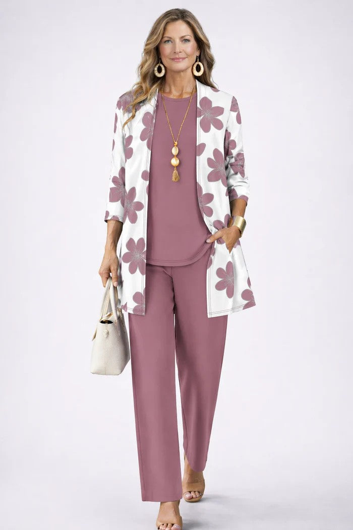 Women's Printed 3-Piece Set - Effortless Everyday Elegance