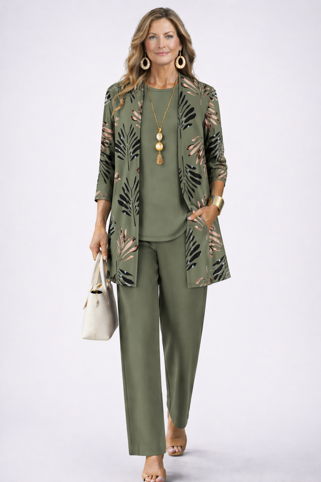 Women's Printed 3-Piece Set - Effortless Everyday Elegance