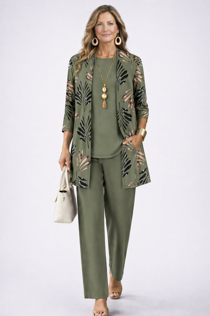 Women's Printed 3-Piece Set - Effortless Everyday Elegance