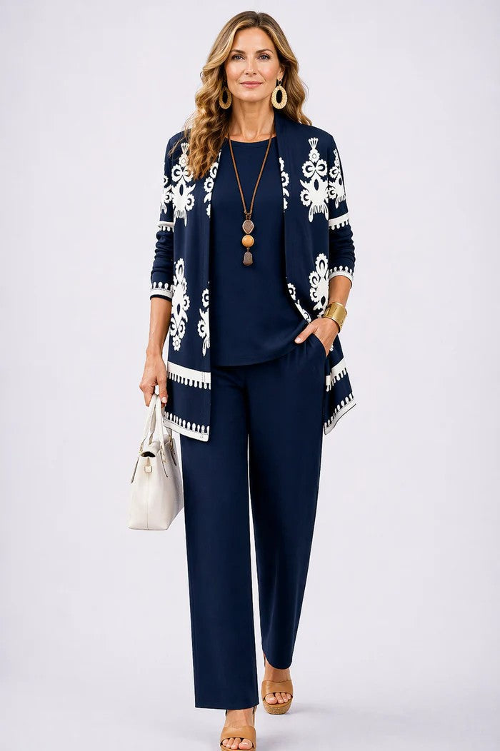 Women's Printed 3-Piece Set - Effortless Everyday Elegance