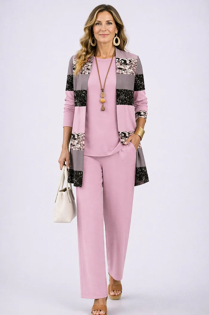 Women's Printed 3-Piece Set - Effortless Everyday Elegance