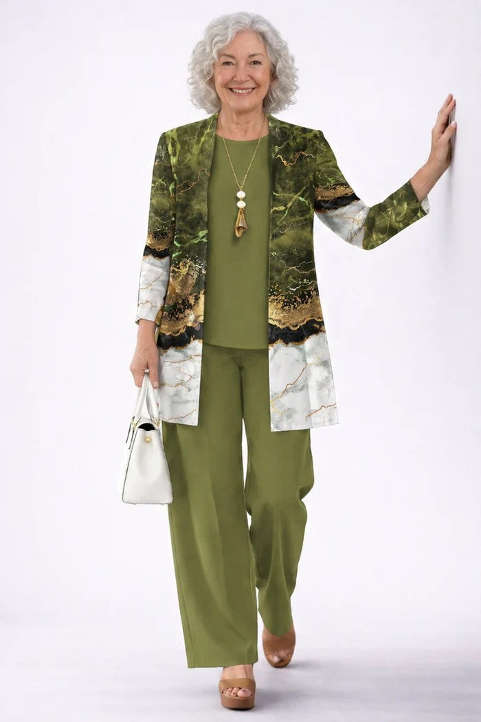 Women's Printed 3-Piece Set - Effortless Everyday Elegance