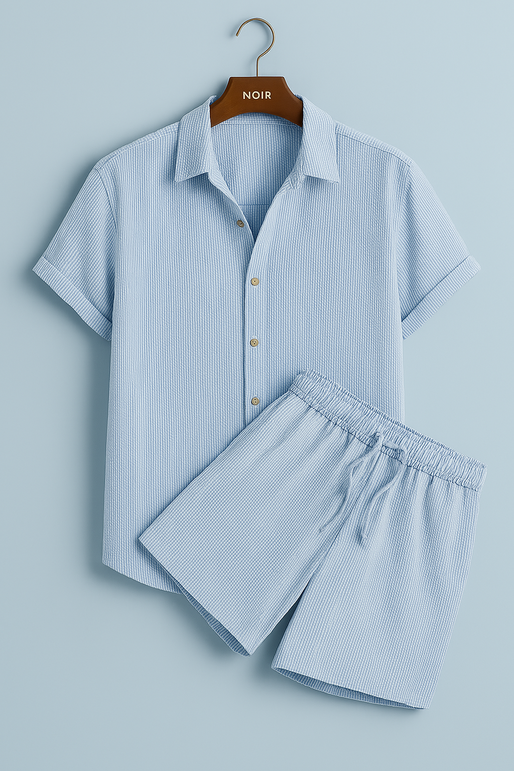 Women's Ribbed Summer Set - Short Sleeve Shirt & Shorts