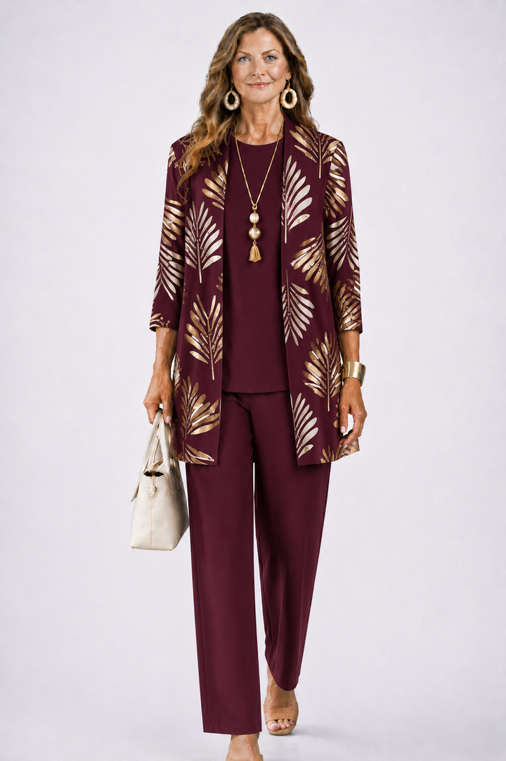 Women's Printed 3-Piece Set - Effortless Everyday Elegance