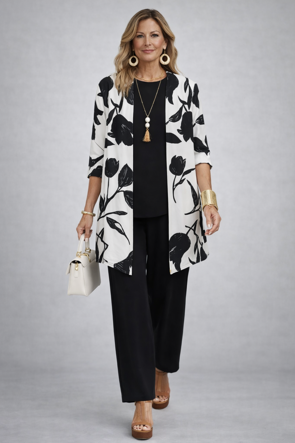 Women's Classic Patterned Three-Piece Set - Effortless Everyday